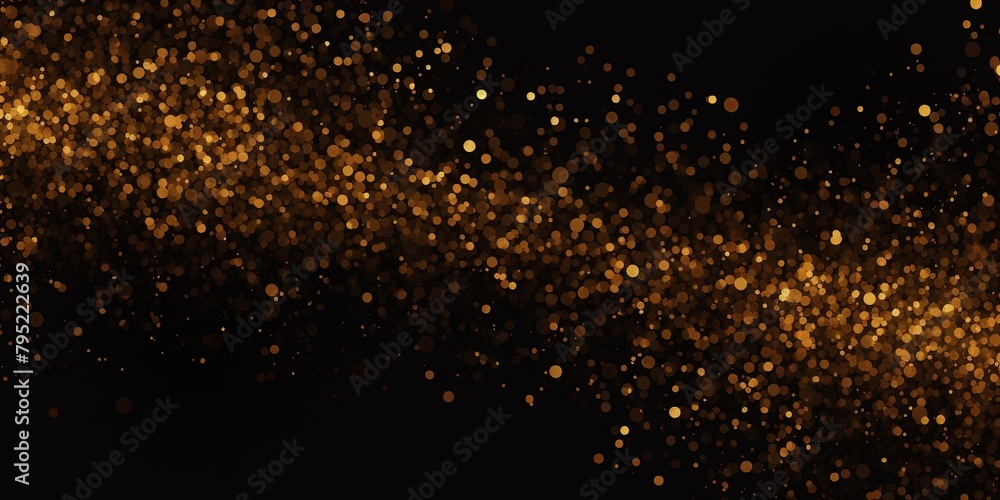 Gold color gradient dark grainy background white vibrant abstract spots on black noise texture effect blank empty pattern with copy space for product 