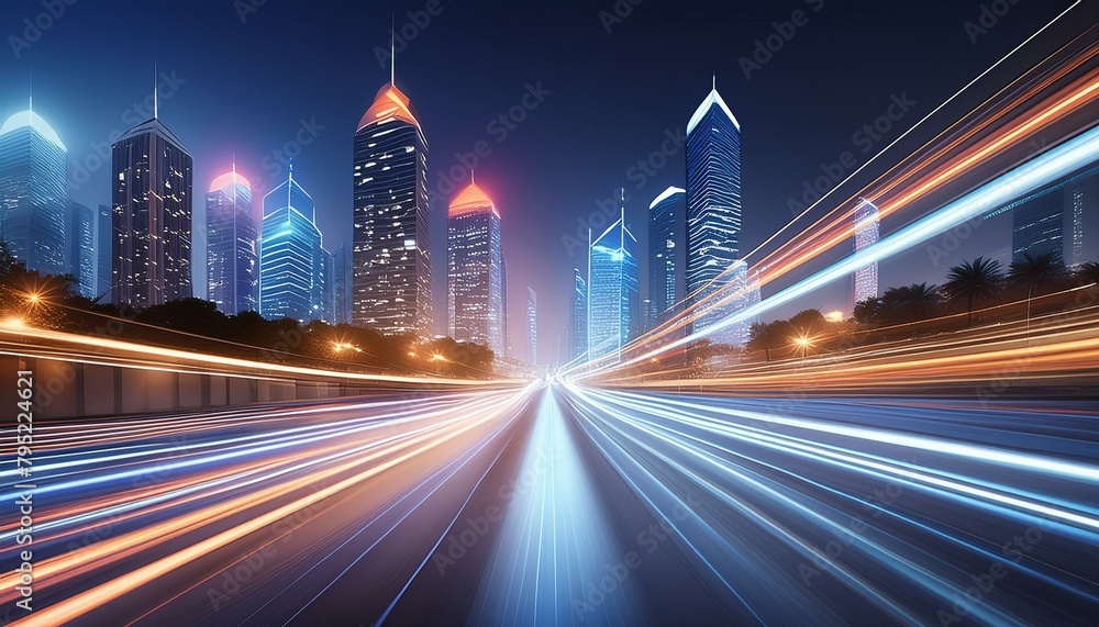 Abstract City Lights: Nighttime Speed Motion Blur