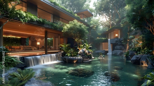 Urban Oasis:A Captivating Blend of Modern Architecture and Lush,Nature-Inspired Spaces © kiatipol