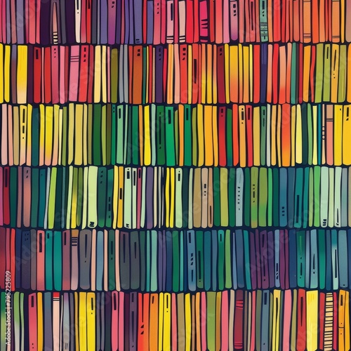 A bookshelf full of colorful books. photo
