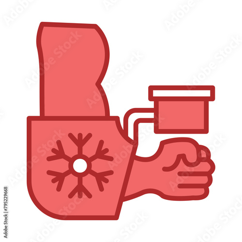 Cold Therapy Arm red line filled icon