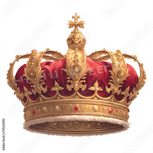 Splendid Golden Royal Crown on Crimson Cushion