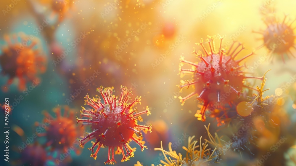 Closeup macro image of viruses, bacteria and organic tissues. Abstract background. Healthcare, hygiene and personal care concept. AI-generated. Closeup macro image of viruses, bacteria and organic tissues. Abstract background. Healthcare, hygiene and personal care concept. AI-generated.