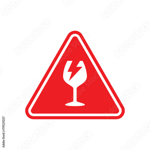 Sticker fragile handle with care vector. warning label, fragile label with broken glass symbol, vector