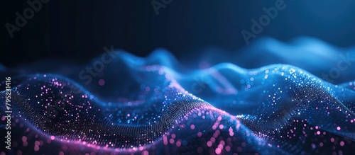 Abstract wave digital wave of particles. Futuristic point Technology background Vector science