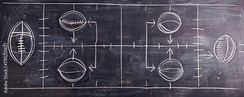 chalkboard with football plays drawn on it photo
