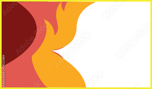 Illustration of a frame with a fire in a red and orange. illustration background involving fire elements. Design fire background elements for your design needs