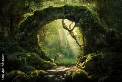 Green natural archway forest vegetation landscape