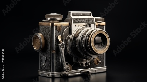 old photo camera. Vintage camera old film camera isolates for objects. photo