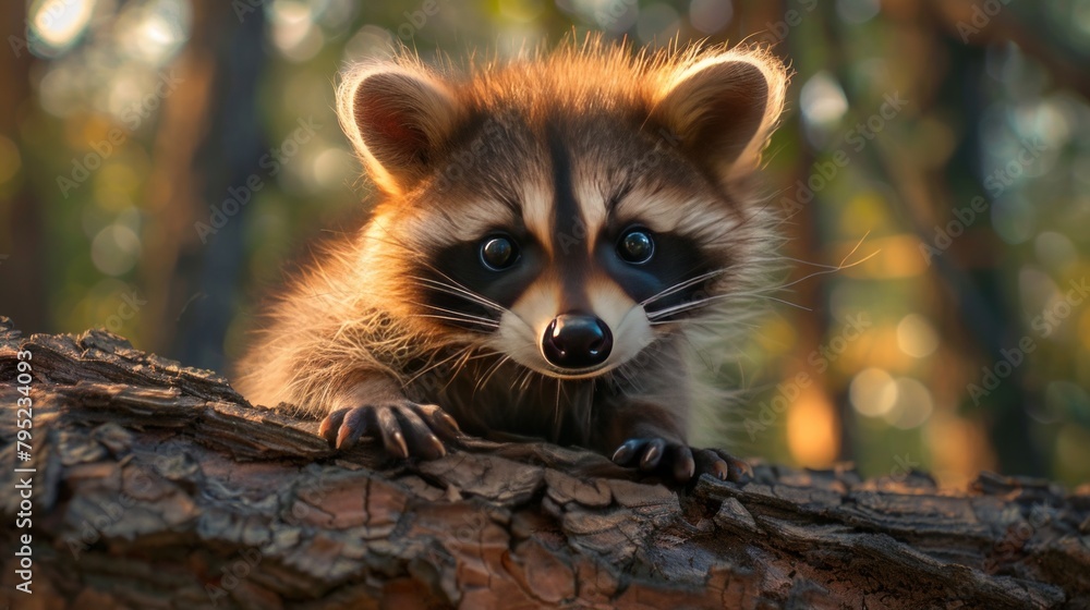 Baby raccoons with their curious eyes and playful personality are very cute. Baby raccoon in Minnesota North America and its rich biodiversity Baby raccoons with their curious eyes and playful personality are very cute. Baby raccoon in Minnesota North America and its rich biodiversity