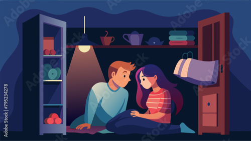A couple spends their first fort building day together constructing a cozy hiding spot in their bedroom closet using pillows blankets and