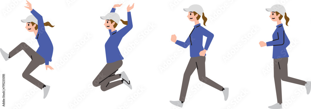 Fototapeta premium ランニングとジャンプをする女性