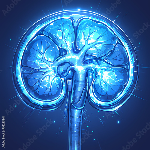 Illustrated Blue Kidney Symbolizing Innovations in Nephrological Studies photo