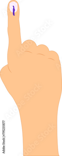 Voter Hand with a voting sign. Ink pointing voting sign of India. Vector illustration.