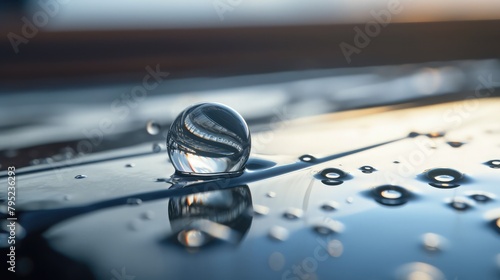 Fototapeta Naklejka Na Ścianę i Meble -  A of a drop of water on a water scaffold against the background of a