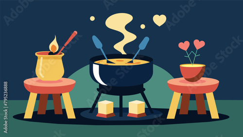 An intimate candlelit dinner with a shared pot of fondue symbolizing the connection and trust that comes with a first cooking day experience.