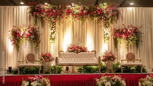 Wallpaper Mural Wedding stage decoration background inside the building with elegant and beautiful flower decorations Torontodigital.ca