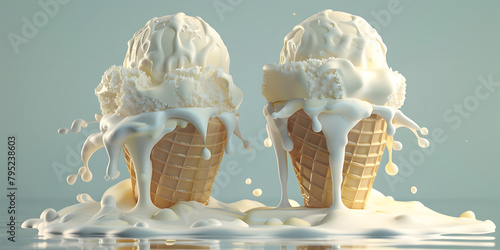 Delicious white creamy ice cream cones  © Ayesha