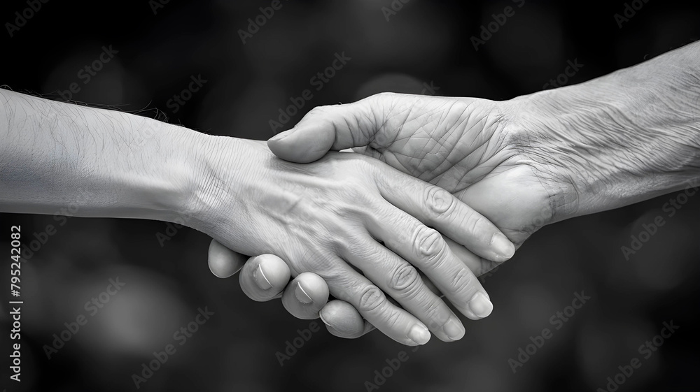 Closeup hands two people , help in crisis and illness , connection and hope for faith, generated AI