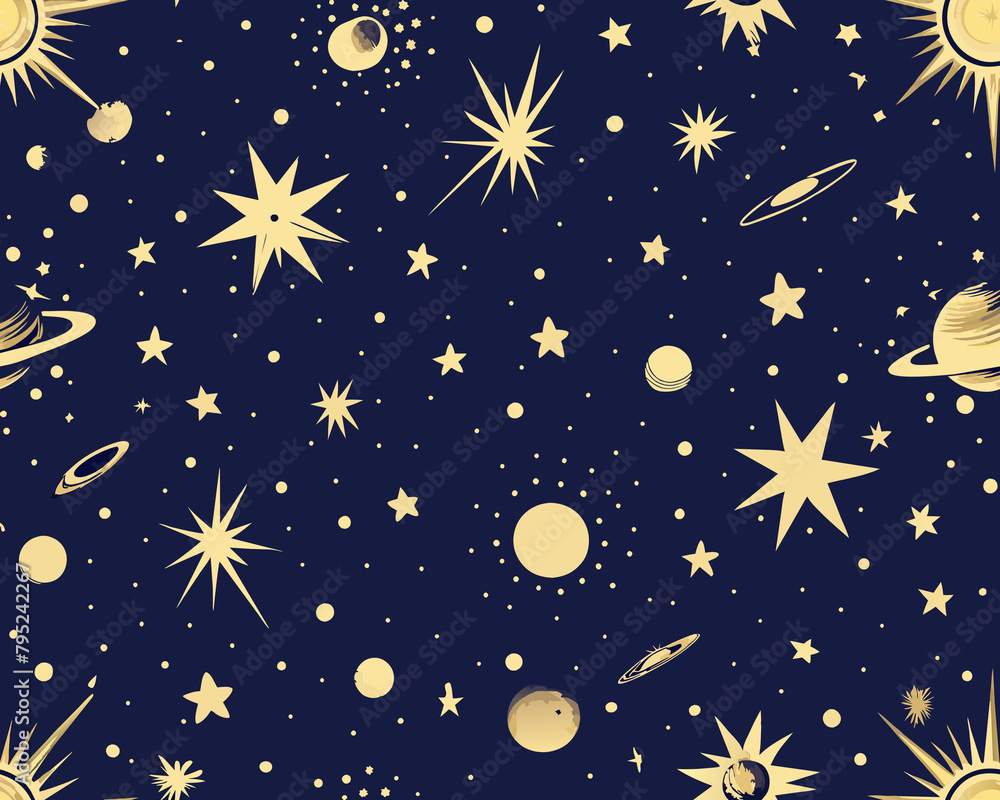 Seamless pattern with constellations and stars. 