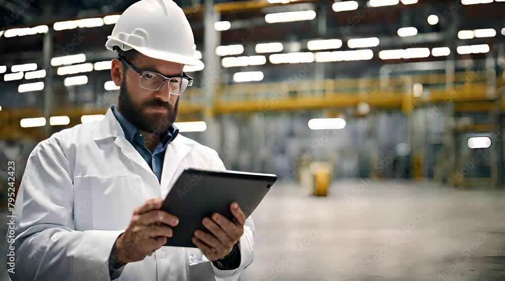 Technological Efficiency Engineer Utilizing Tablet in an Industrial Environment Technological Efficiency Engineer Utilizing Tablet in an Industrial Environment