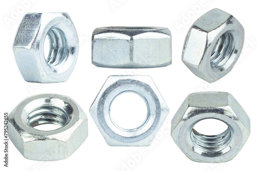 set nut, metal nut isolated from background	 photo