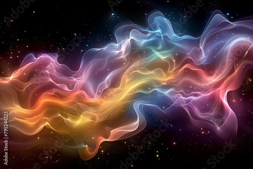 Colorful Swirl of Smoke on Black Background © denklim