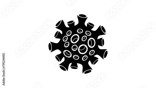 virus emblem, black isolated silhouette