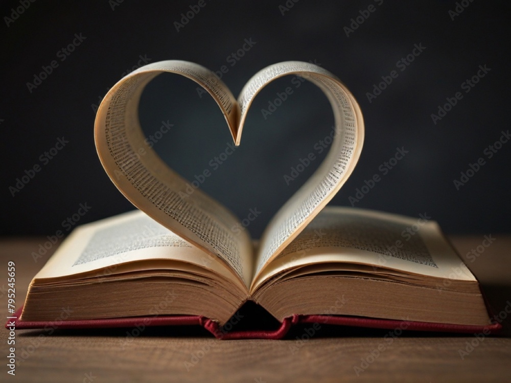 pages of a book curved into a heart shape pages of a book curved into a heart shape