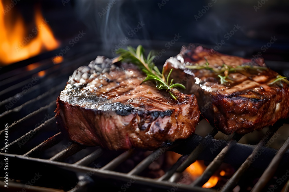 t bone steaks on barbecue grill t bone steaks on barbecue grill