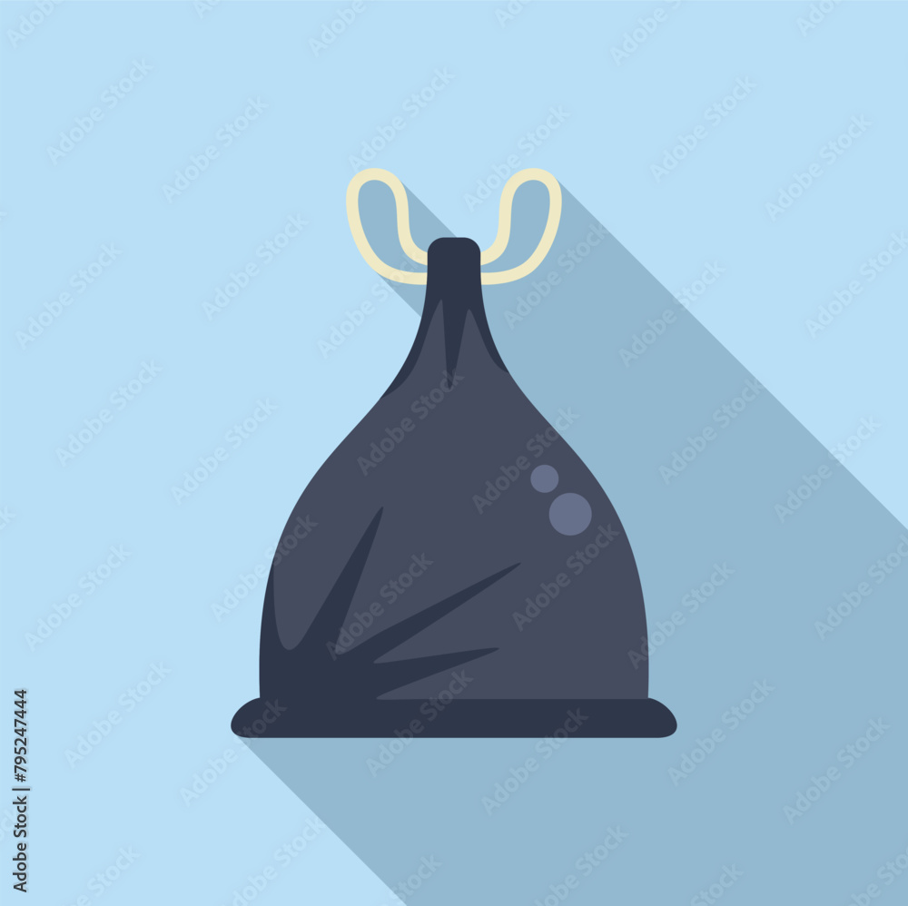Cleaning bag trash icon flat vector. Ecological sack. Cleaning product