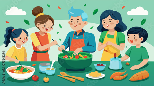 A colorful and aromatic Thai cooking class where a family learns how to make fragrant green curry tangy Tom Yum soup and crispy Pad Thai all