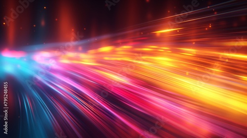 Stunning abstract background with vibrant light trails depicting high-speed motion and energy in a futuristic, technology-inspired setting
