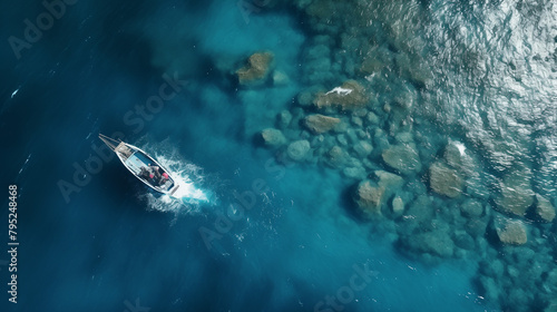Boat on the sea Ai drone footage 6 © Codrik