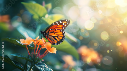 Beautiful butterfly on flower outdoors © Black