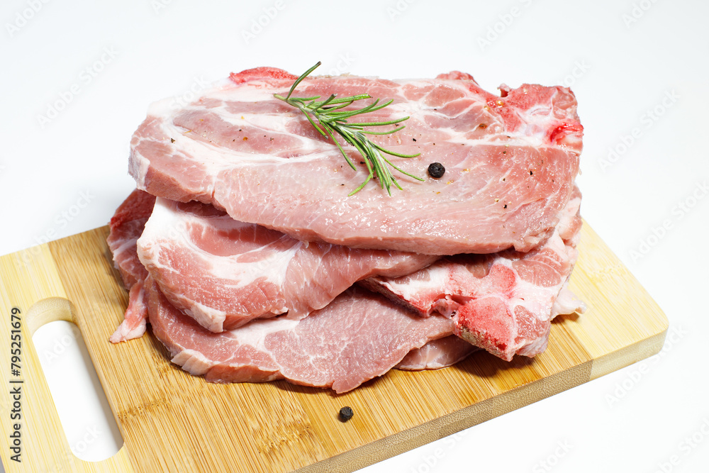 fresh raw pork meat, pork tenderloin steaks ready to be cooked fresh raw pork meat, pork tenderloin steaks ready to be cooked