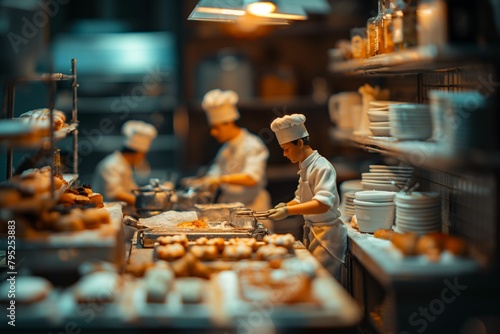 Miniature Chefs in a Bakery Kitchen, Culinary Arts Concept