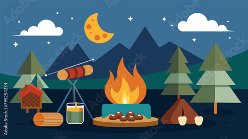 Serving campthemed treats such as smores trail mix and hot dogs cooked over an open fire to help reminisce the delicious campfire meals enjoyed photo