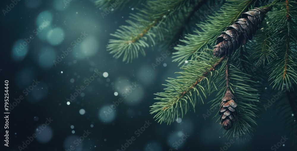 christmas tree light bokeh on dark background