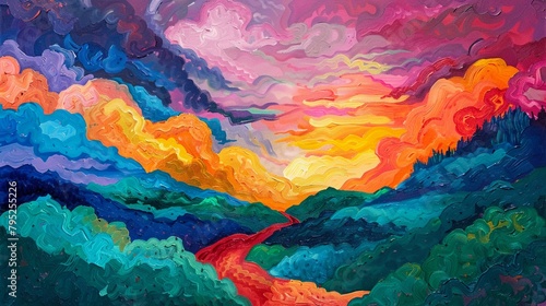 theatrical sky, fauvism painting photo