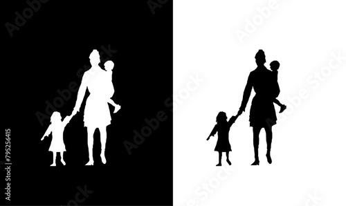 silhouette of mother and child's, mother and child silhouette vector, mother and child silhouette icon, symbol, mother and child symbol design, black silhouette of mother and child, art, vector, 