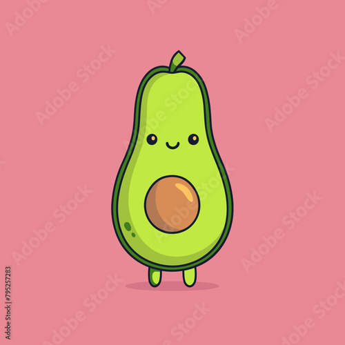 A cartoon avocado with a big smile on its face