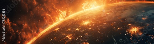An illustration of the Earth on fire photo