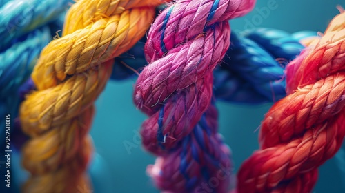 a close up of colorful ropes photo