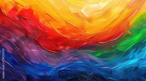 Abstract rainbow wave, abstract background with multicolored brushstrokes of oil paint, Rainbow abstract background. Texture of crumpled colored paper. 