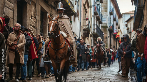 Way Of St. James | Arrival Of The Pilgrims In Santiago De Compostela | Religious Tourism And Spiritual Journey photo