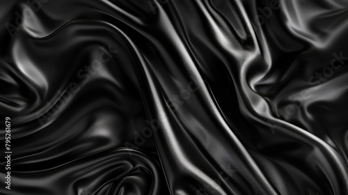 abstract smooth black background-closeup texture black color, tudio with wavy line white background. Elegant design used for presentation cosmetic nature products for sale online. Dynamic wave shapes  photo