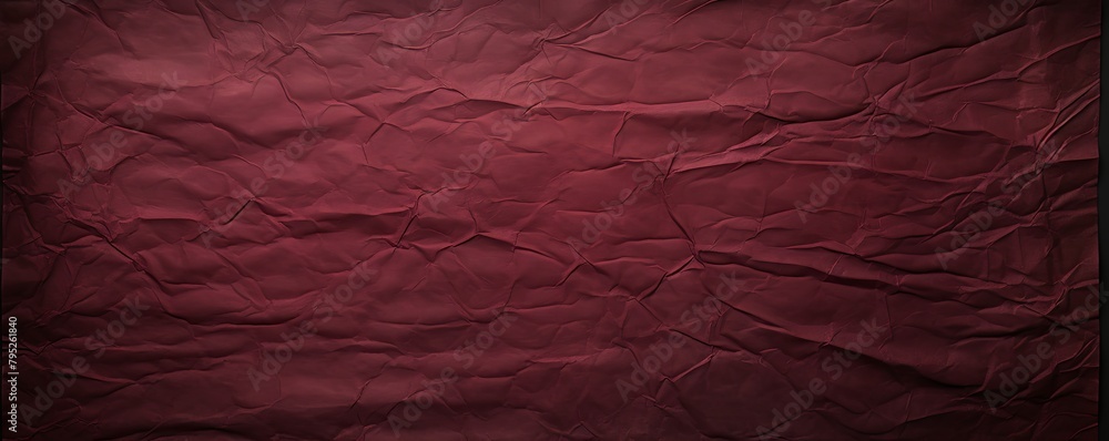 Maroon dark wrinkled paper background with frame blank empty with copy ...