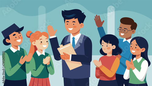 An exchange student receiving a warm round of applause from their fellow classmates after delivering a speech in their native language