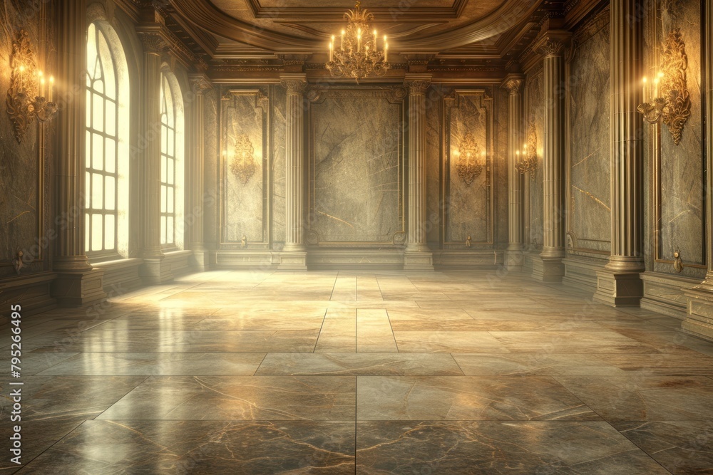 Fototapeta premium Empty floor stage backgrounds flooring architecture.